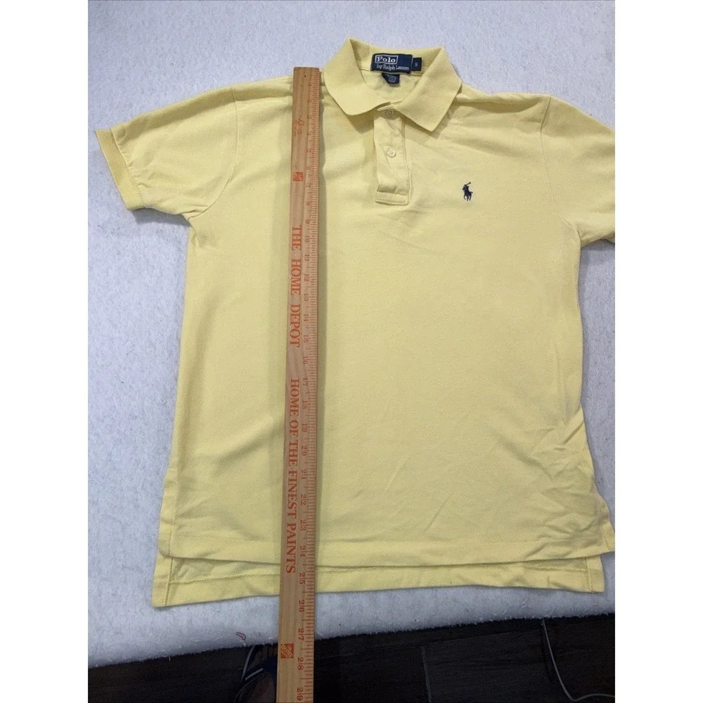 Ralph Lauren Polo Shirt Mens Small Yellow, Navy Blue Pony Casual Short Sleeve